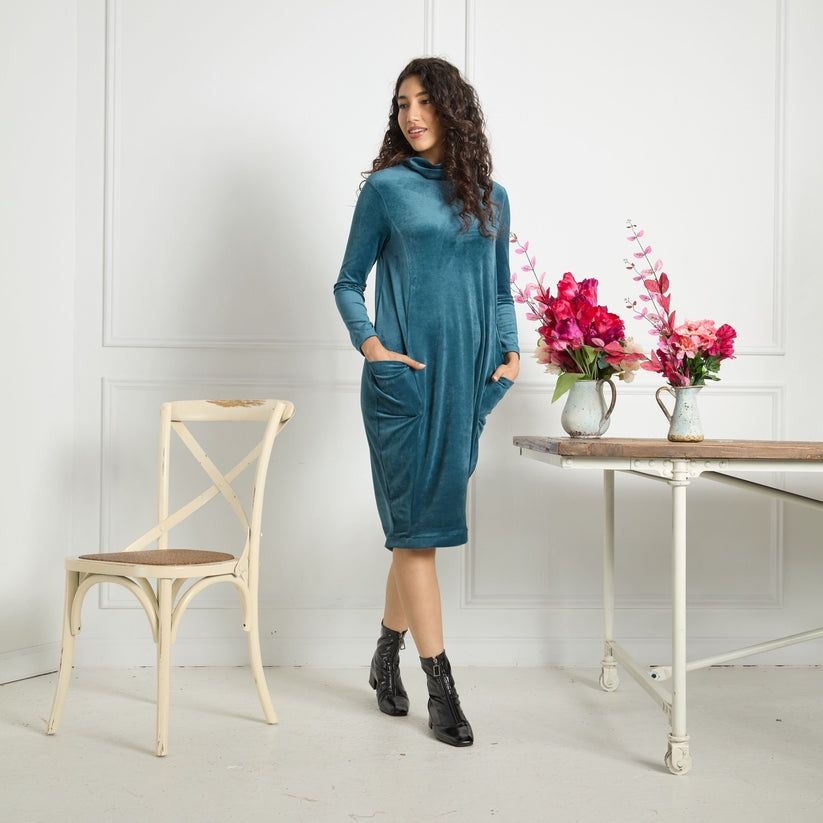 Velour dress LAST PIECE TEAL XL