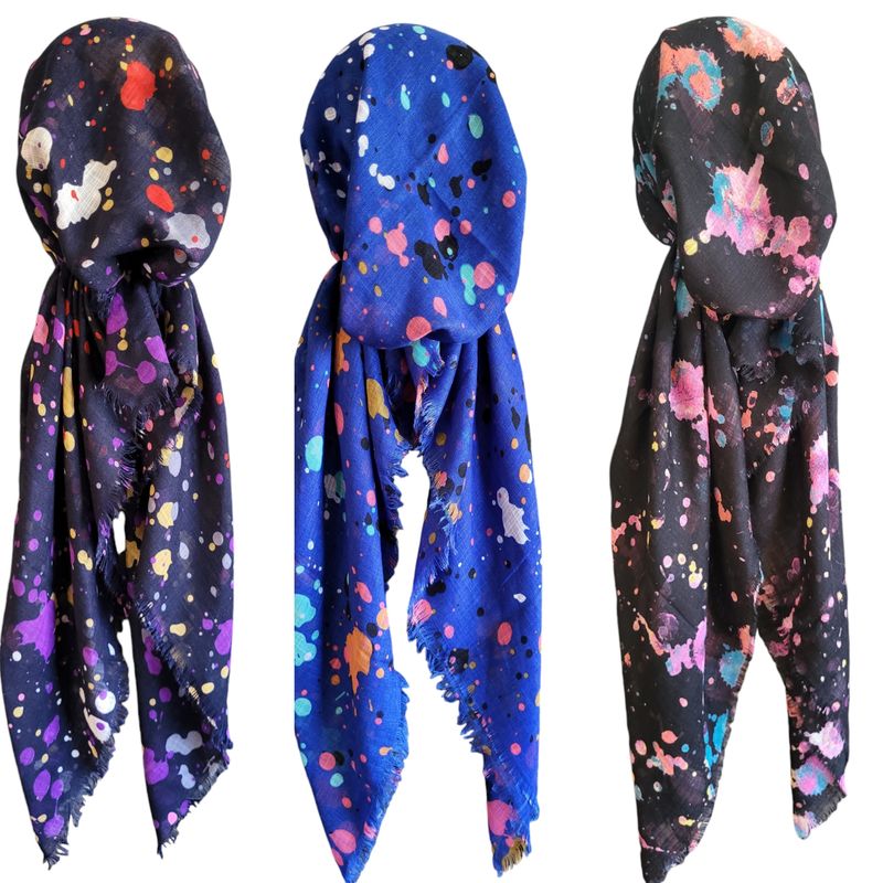 Paint splattered - soft fringes pretied tichels