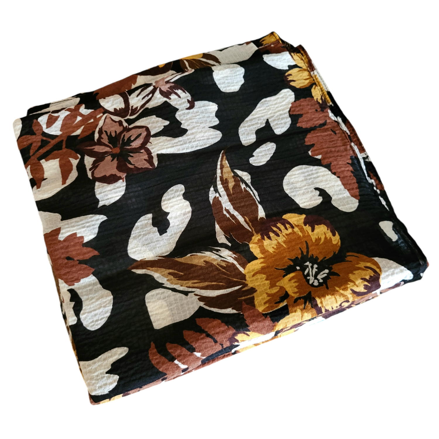 Black/browns - leaves n&#39; flowers  thin gauzy tichel