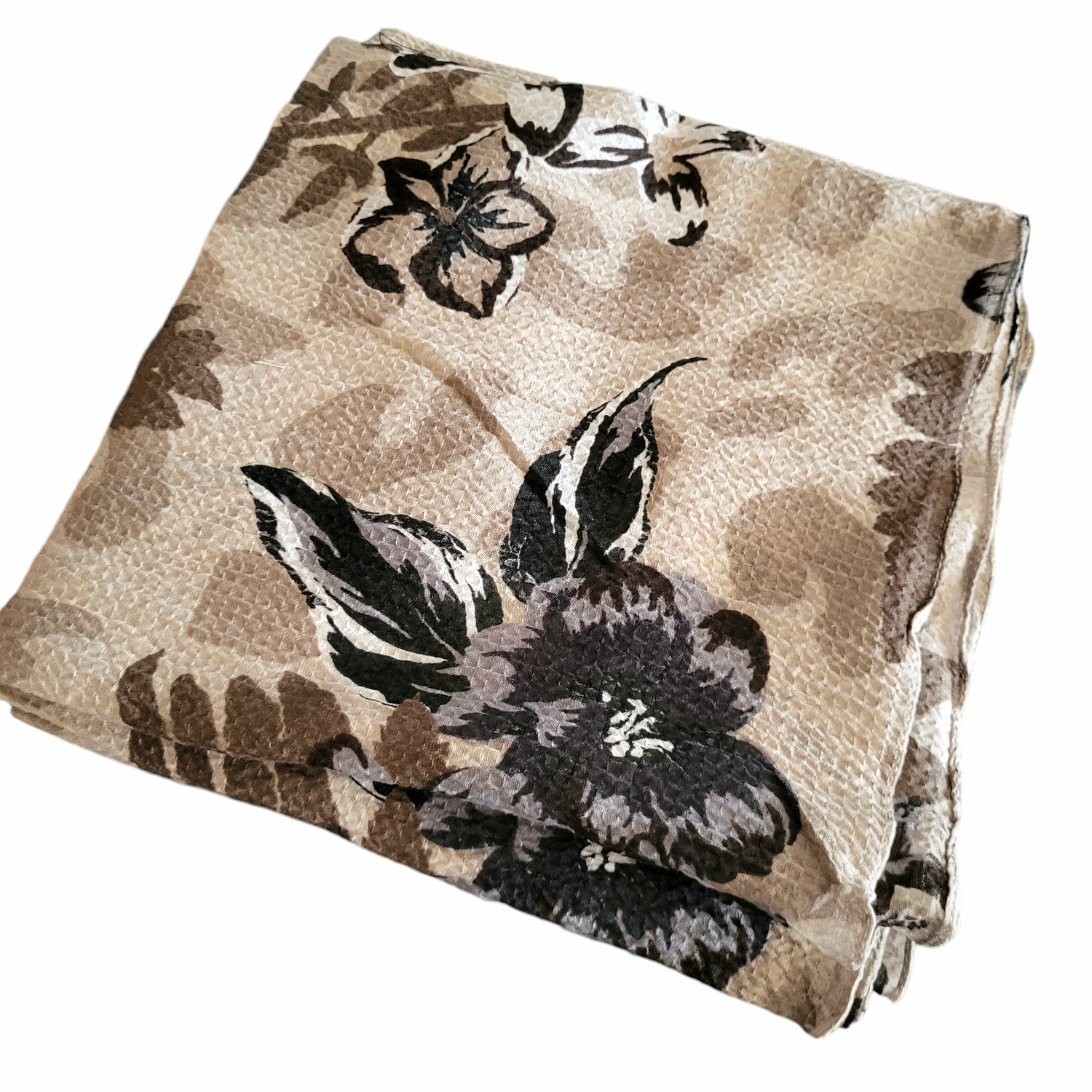 Tans - leaves n&#39; flowers  thin gauzy tichel
