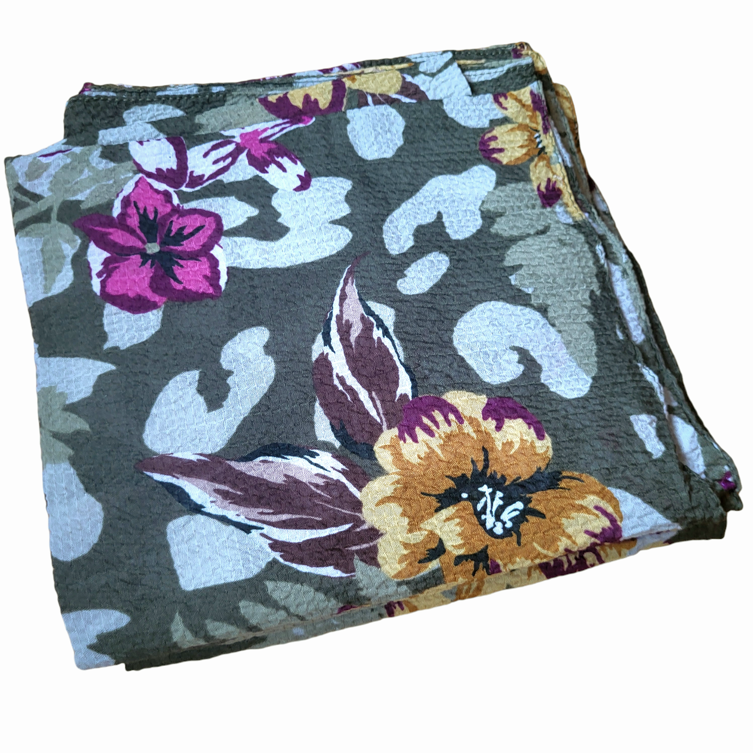 Olive - leaves n&#39; flowers  thin gauzy tichel