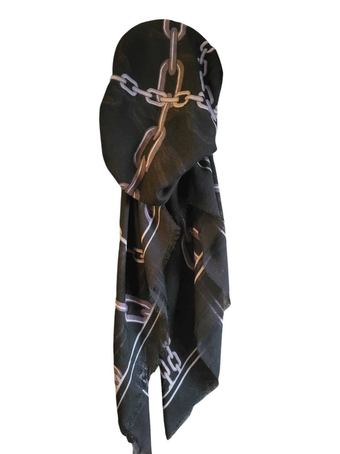 Black square chains - soft fringes pretied tichel
