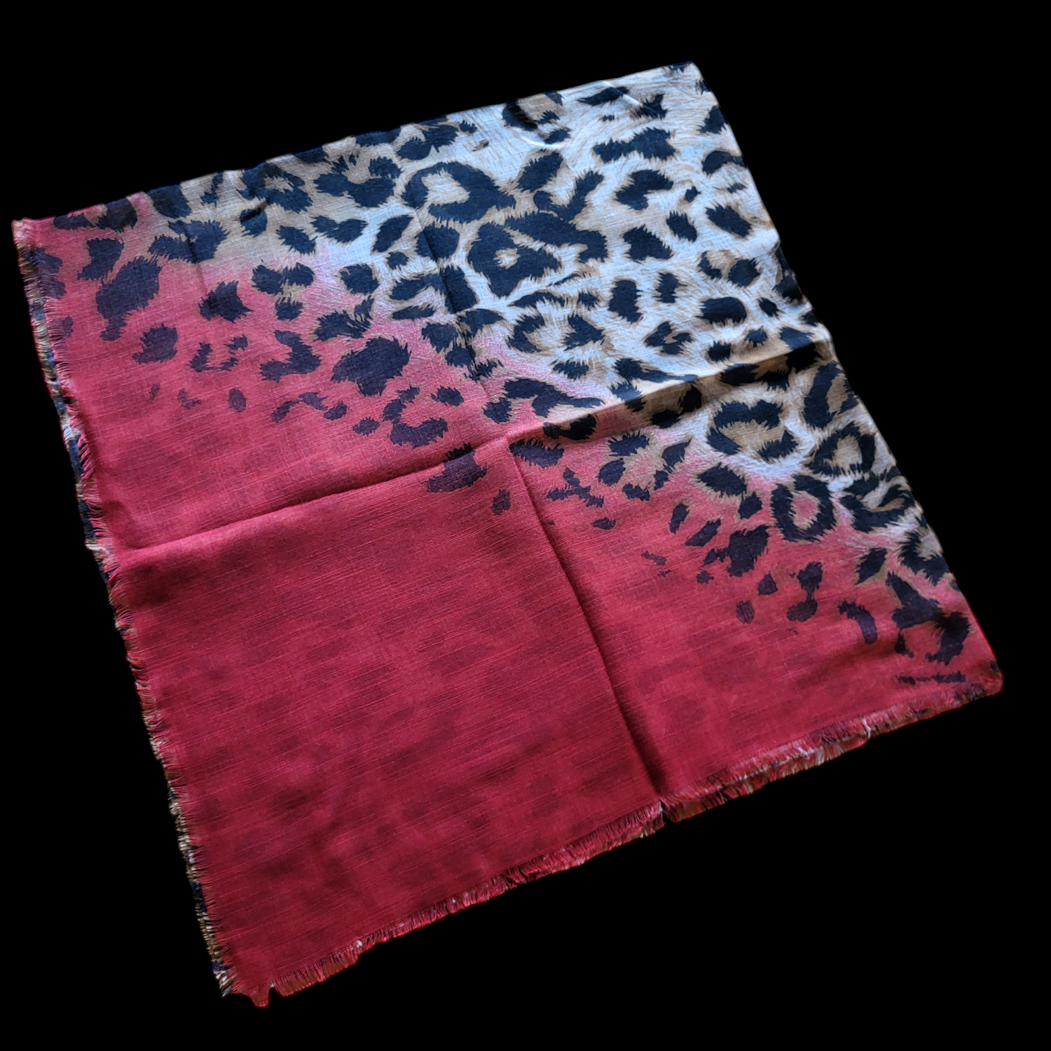 Reddish coral wild animal patterned -  soft fringed tichel