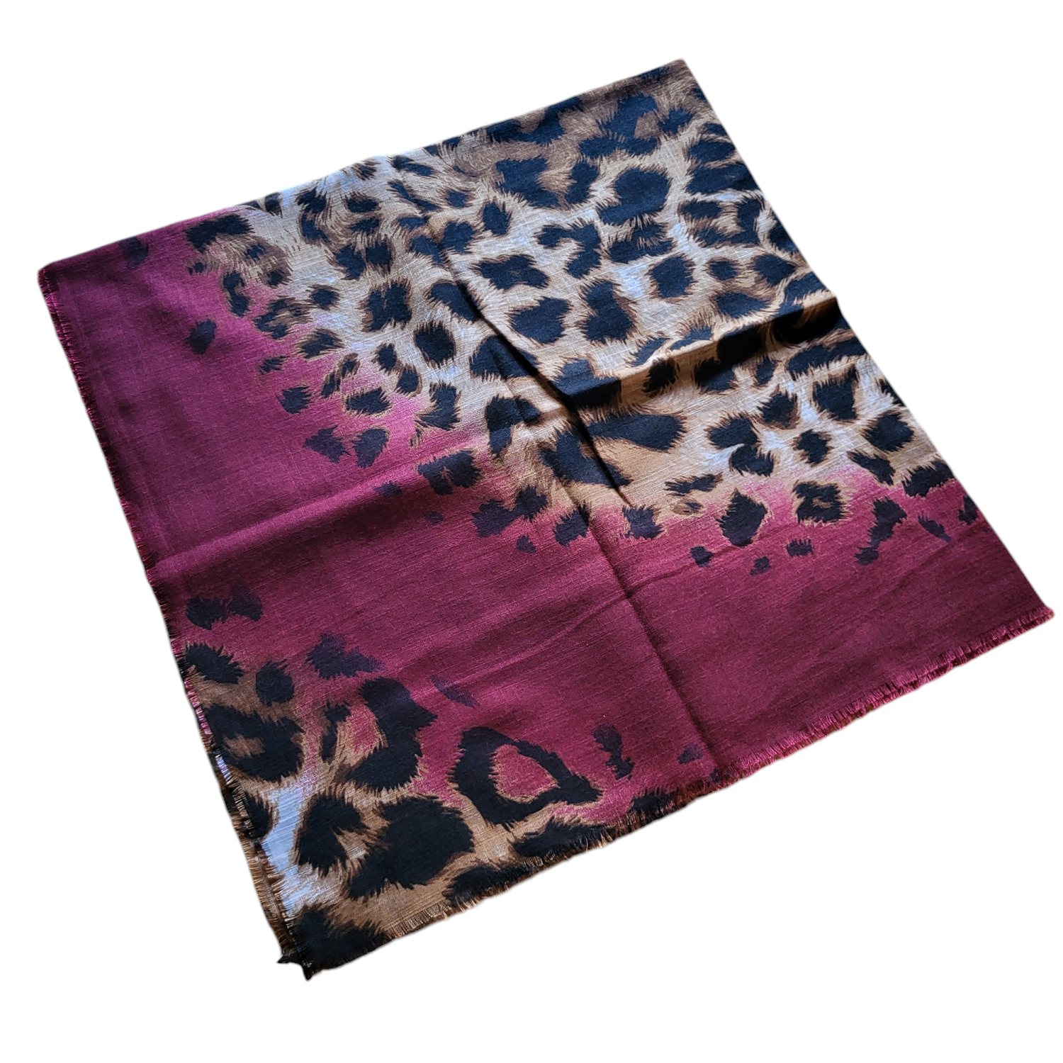 Maroon wild animal patterned -  soft fringed tichel