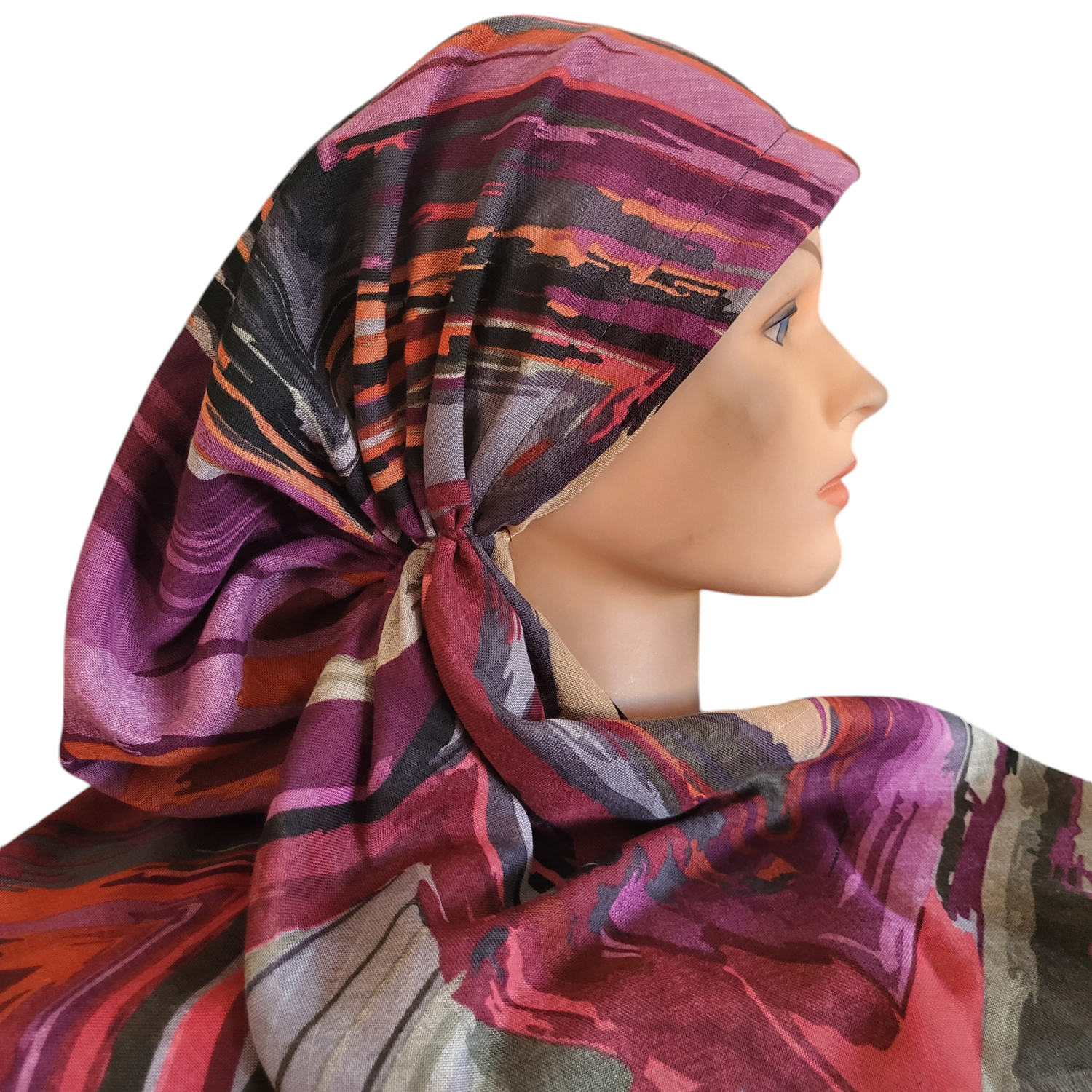 Maroon/burgundy n' more multicolored - soft fringes pretied tichel