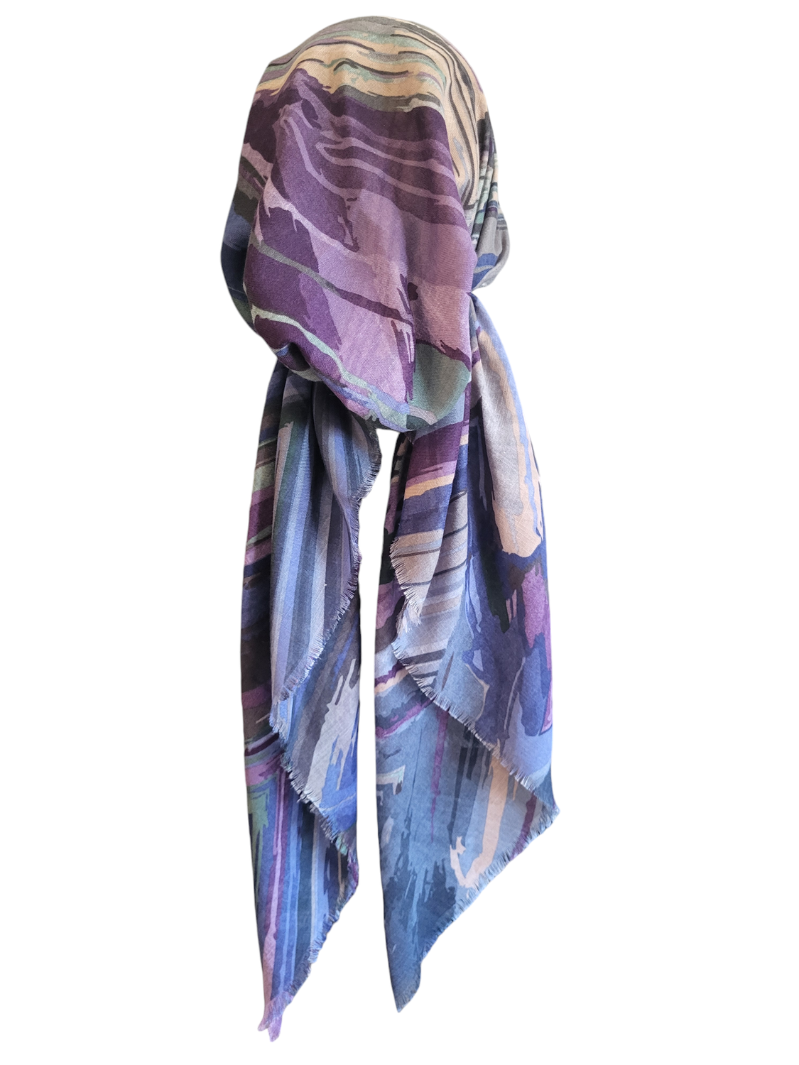 Blue/purple n&#39; more multicolored - soft fringes pretied tichel