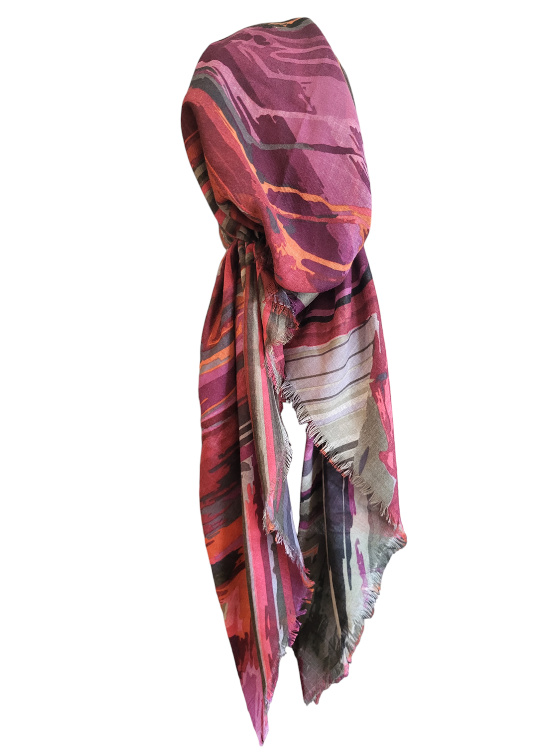 Maroon/burgundy n&#39; more multicolored - soft fringes pretied tichel