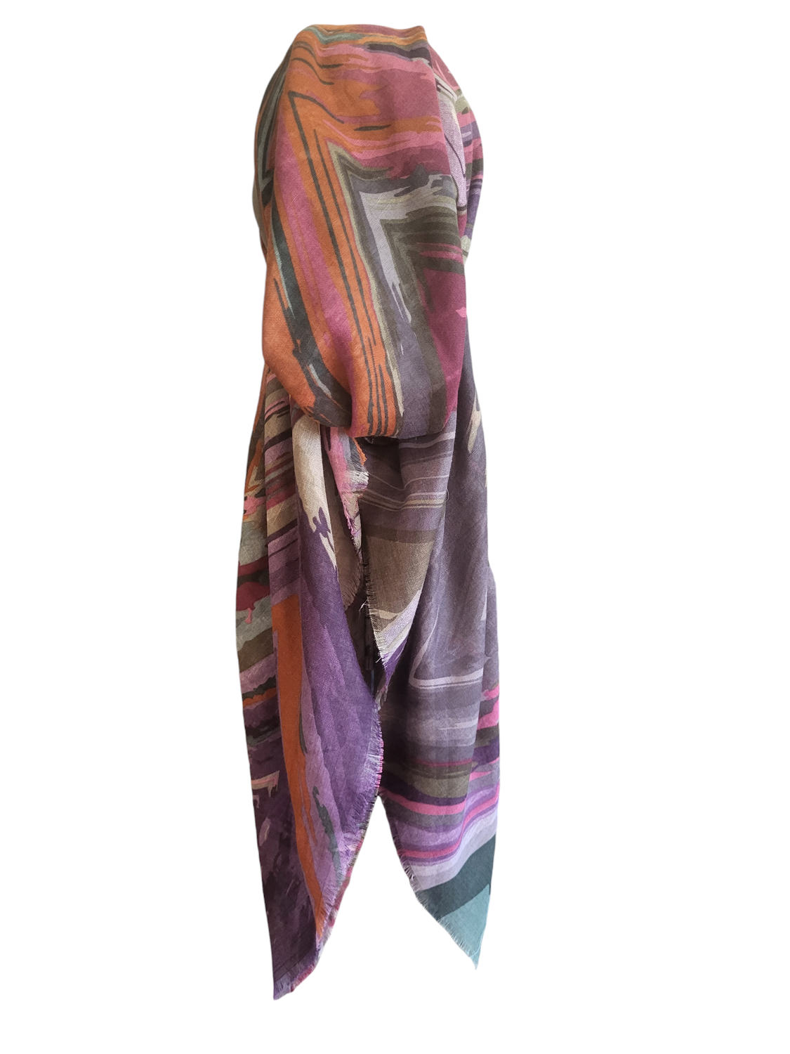 Rust/green n&#39; more multicolored - soft fringes pretied tichel