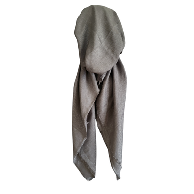 Dark gray w/silver shimmer  - soft fringes pretied tichel