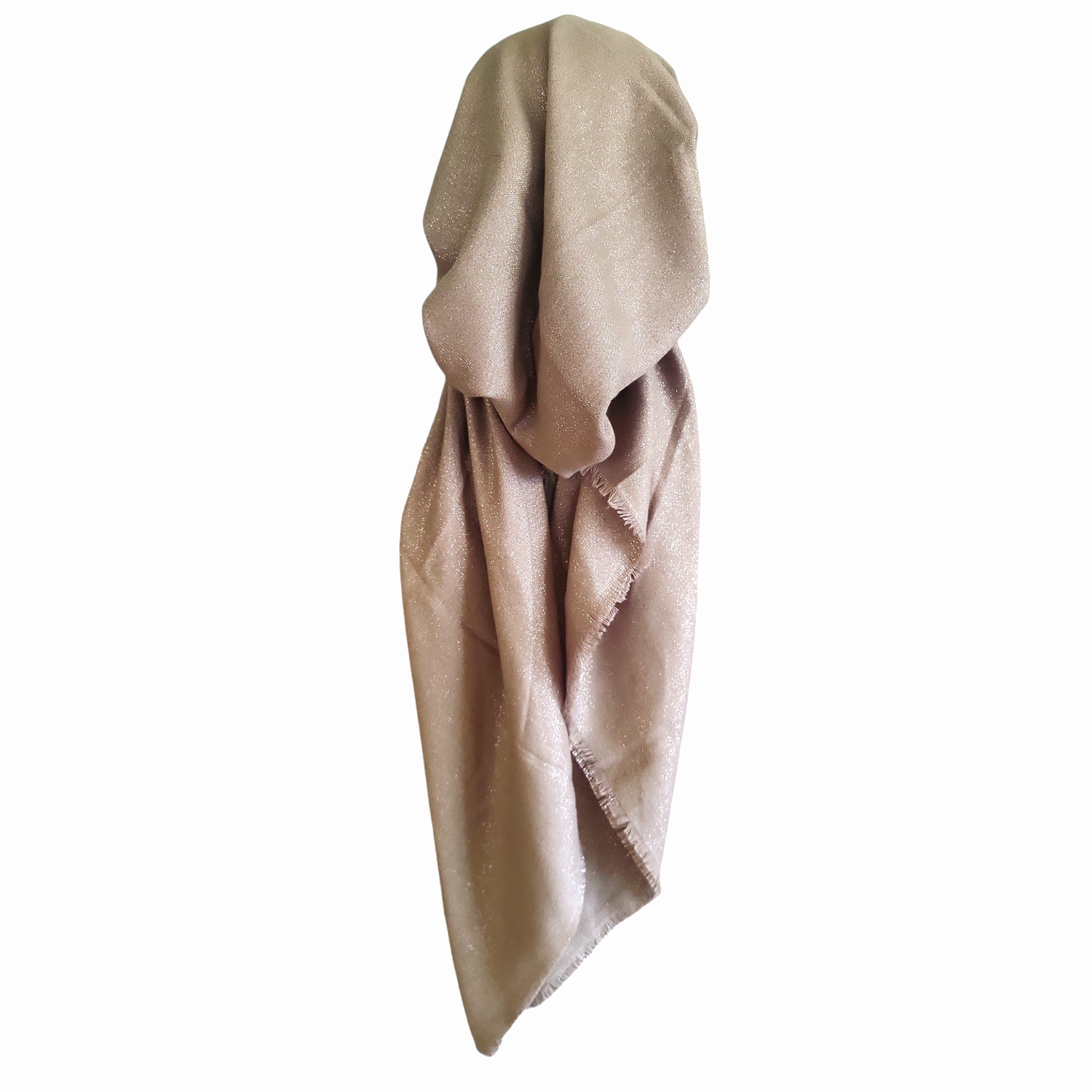 Dark taupe w/silver shimmer  - soft fringes pretied tichel