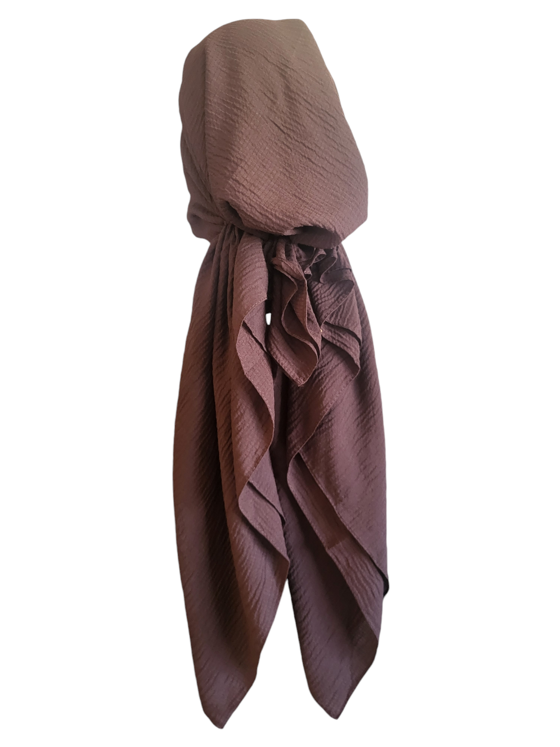 Chocolate brown textured solid pre-tied tichel