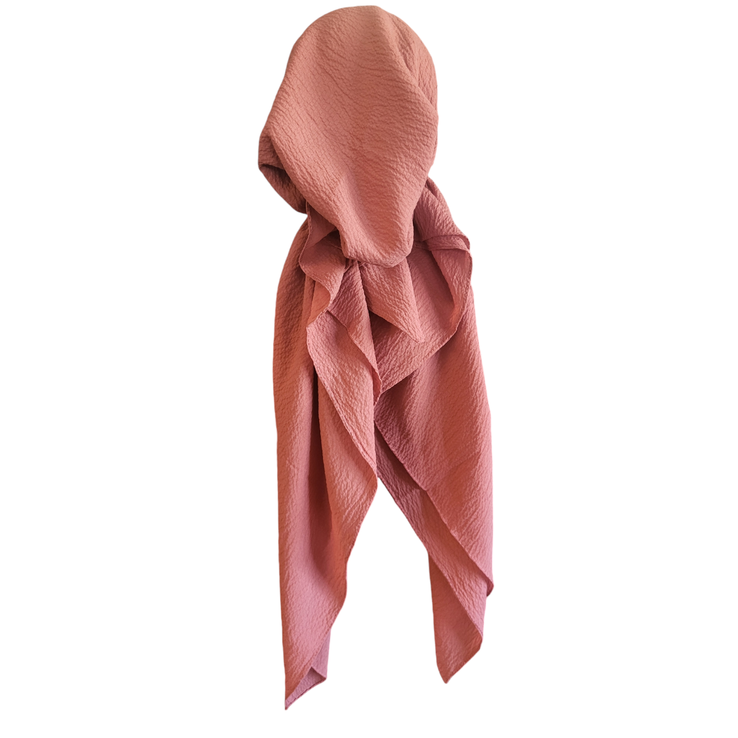Dusty coral/strawberry textured solid pre-tied tichel
