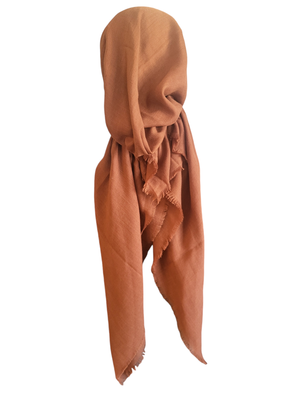Deep rust/gingerbread - soft fringes pretied tichel