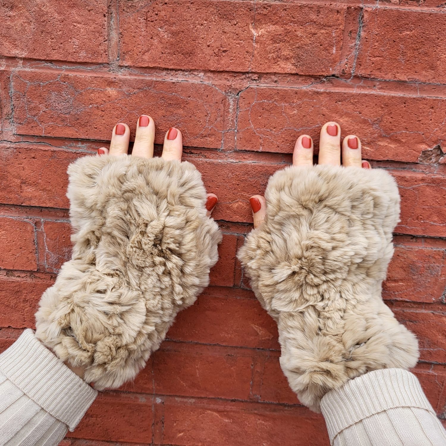 Gorgeous fur fingerless gloves