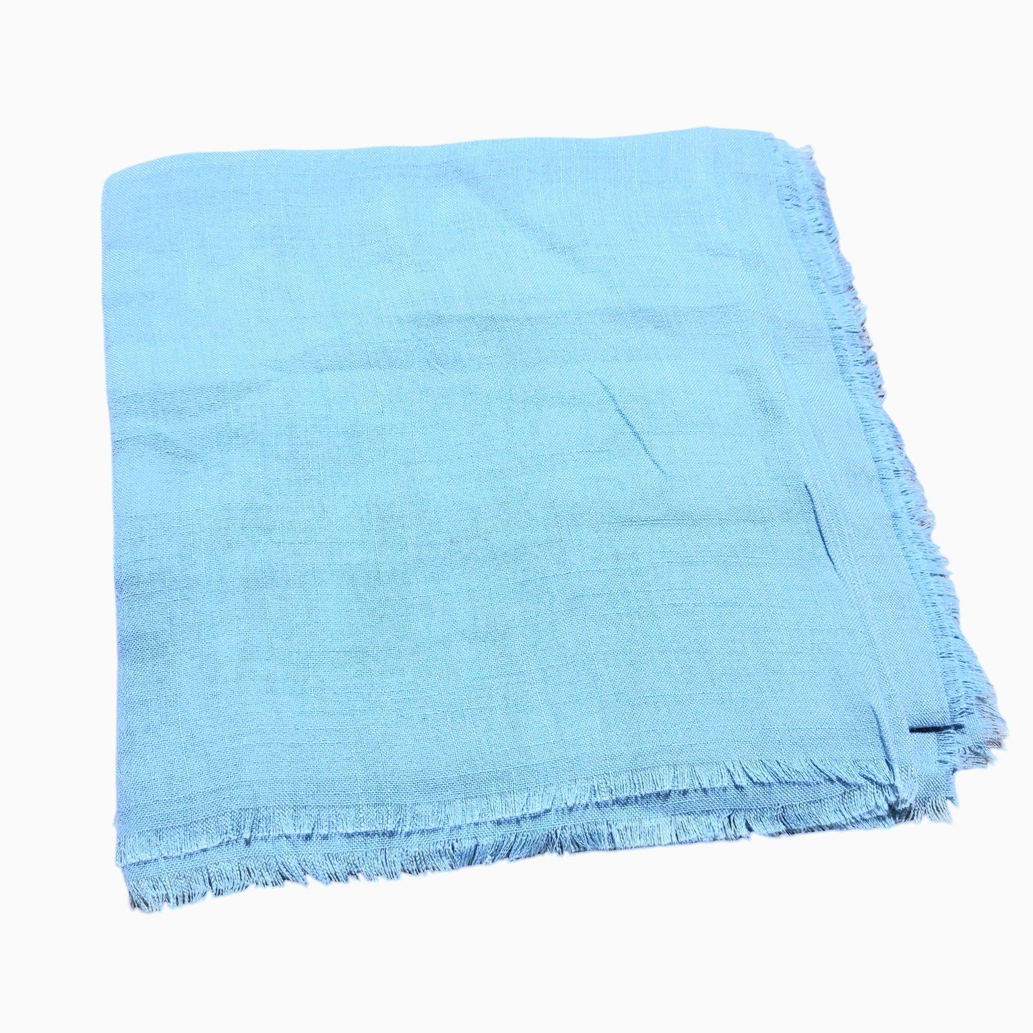 Solid soft fringed tichel - light blue