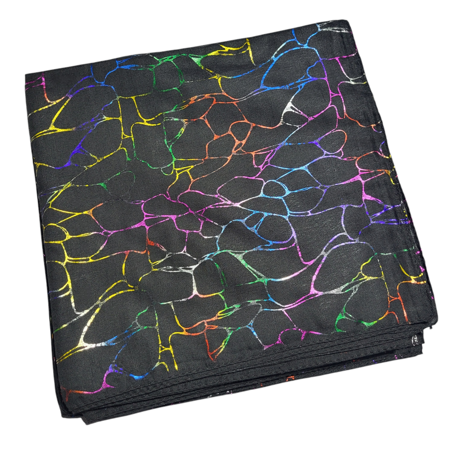 Black colorful metallic ripples pattern tichel 
