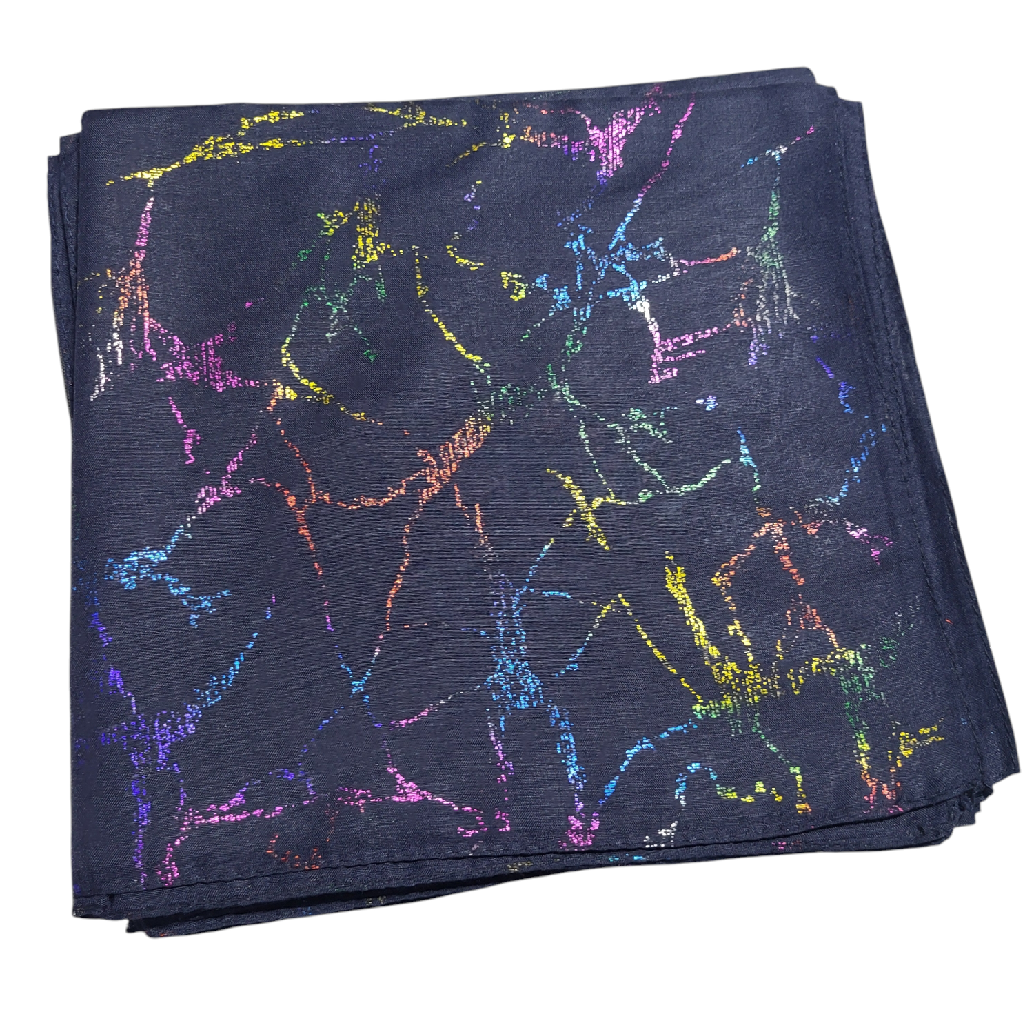 Navy colorful metallic marbled pattern tichel 