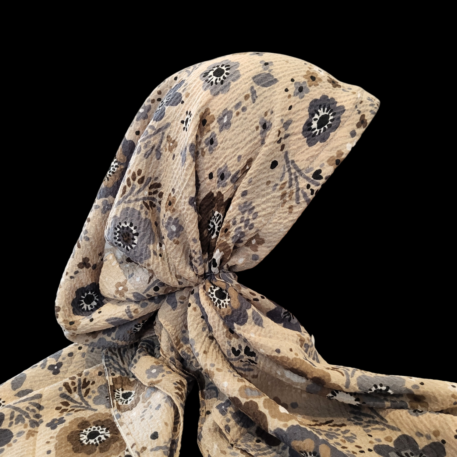 Tan - floral - AWESOME soft gauzy pretied tichel