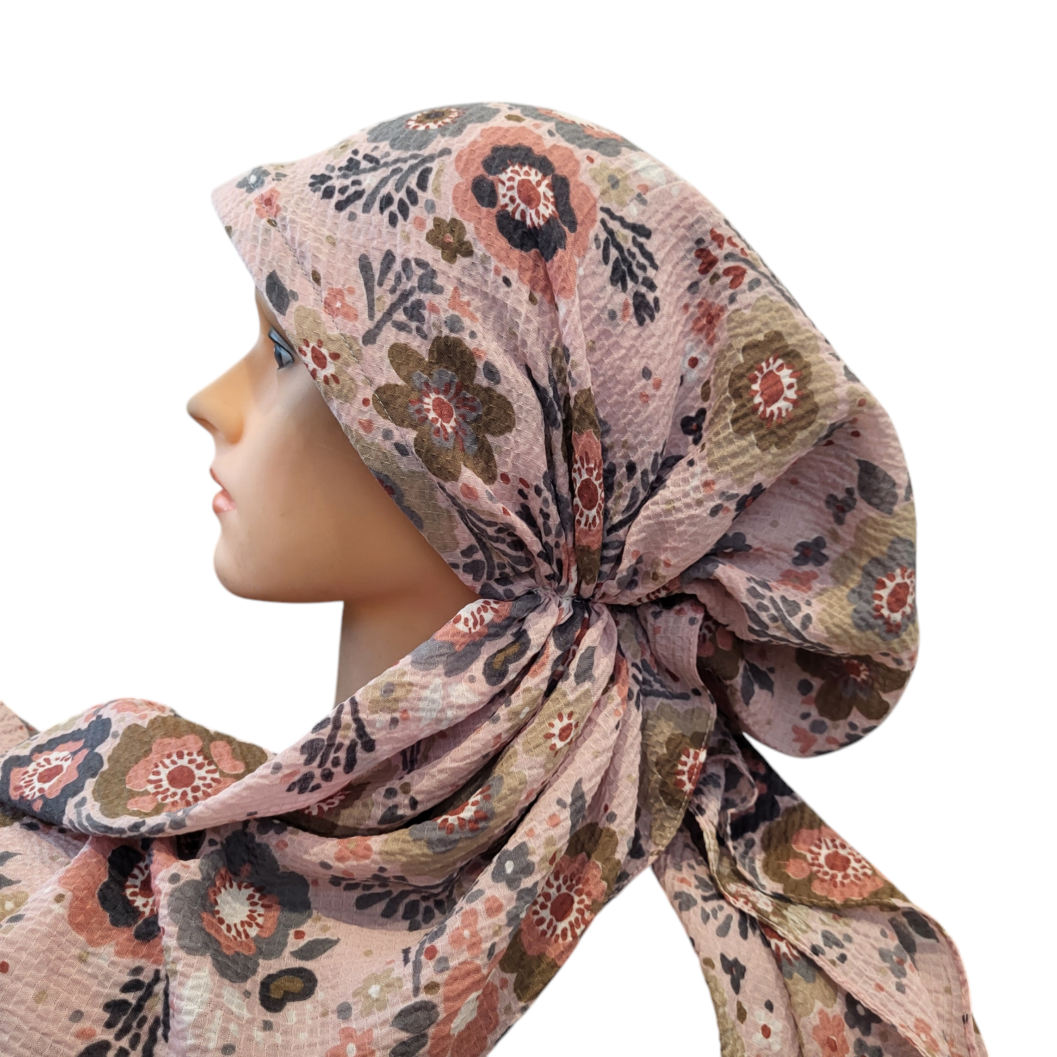 Blush - floral - AWESOME soft gauzy pretied tichel
