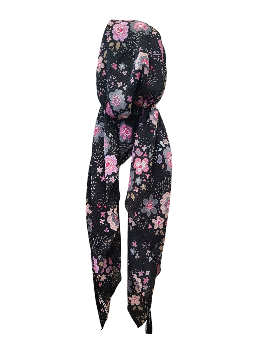 Black/pink - floral - AWESOME soft gauzy pretied tichel