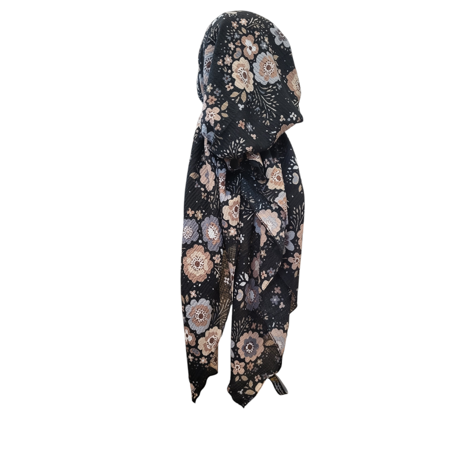 Black - floral - AWESOME soft gauzy pretied tichel