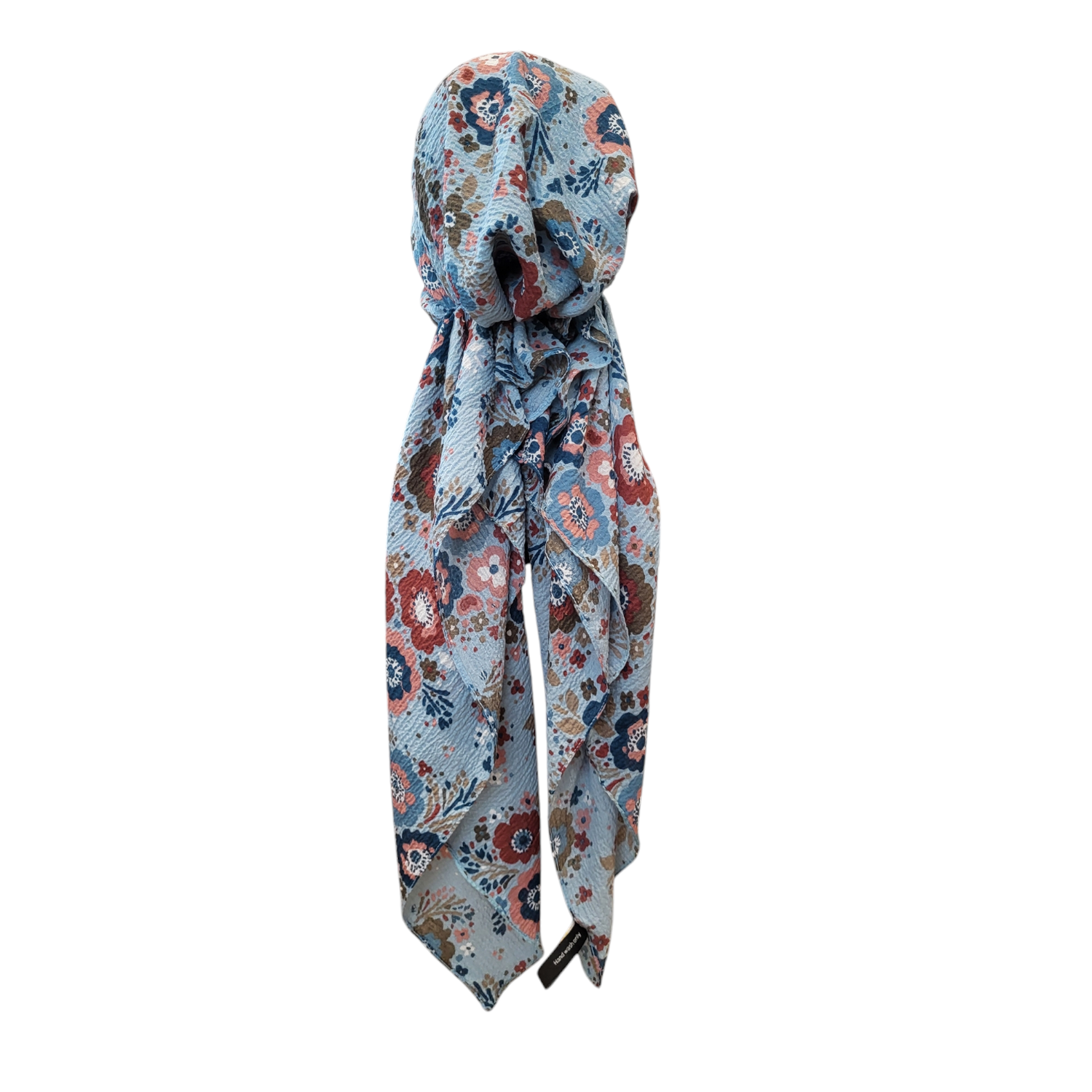 Light blue - floral - AWESOME soft gauzy pretied tichel