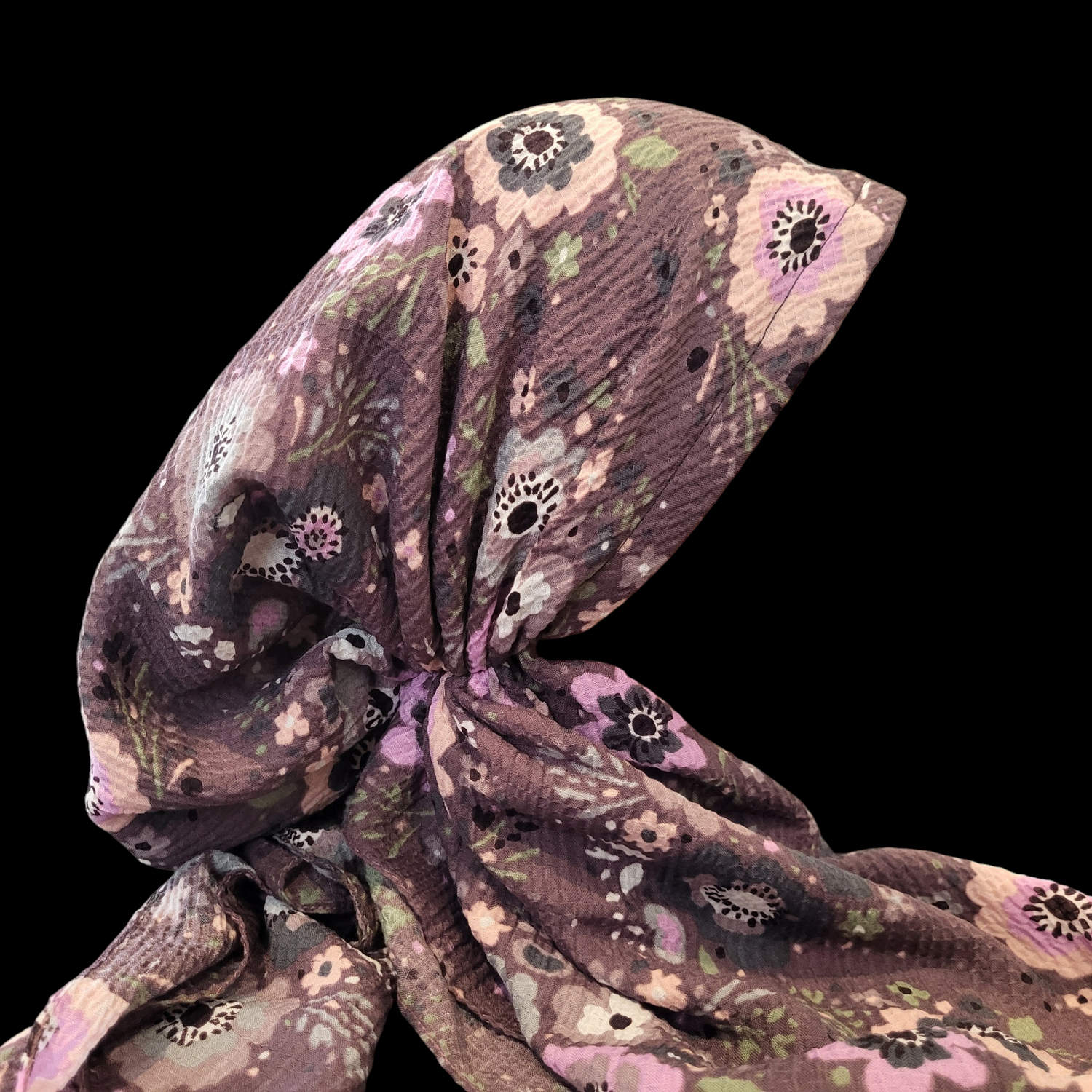 Dusty plum - floral - AWESOME soft gauzy pretied tichel