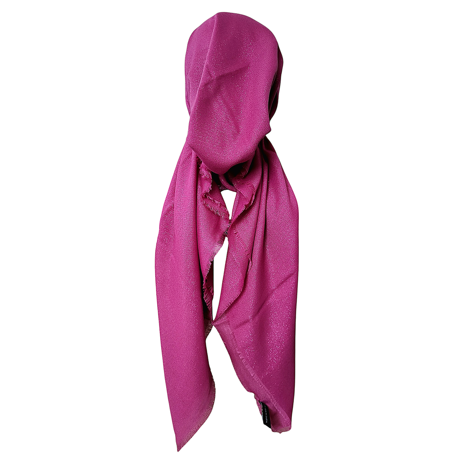 Deep pink w/glitter - soft fringes pretied tichel