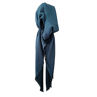 Deep teal w/glitter - soft fringes pretied tichel
