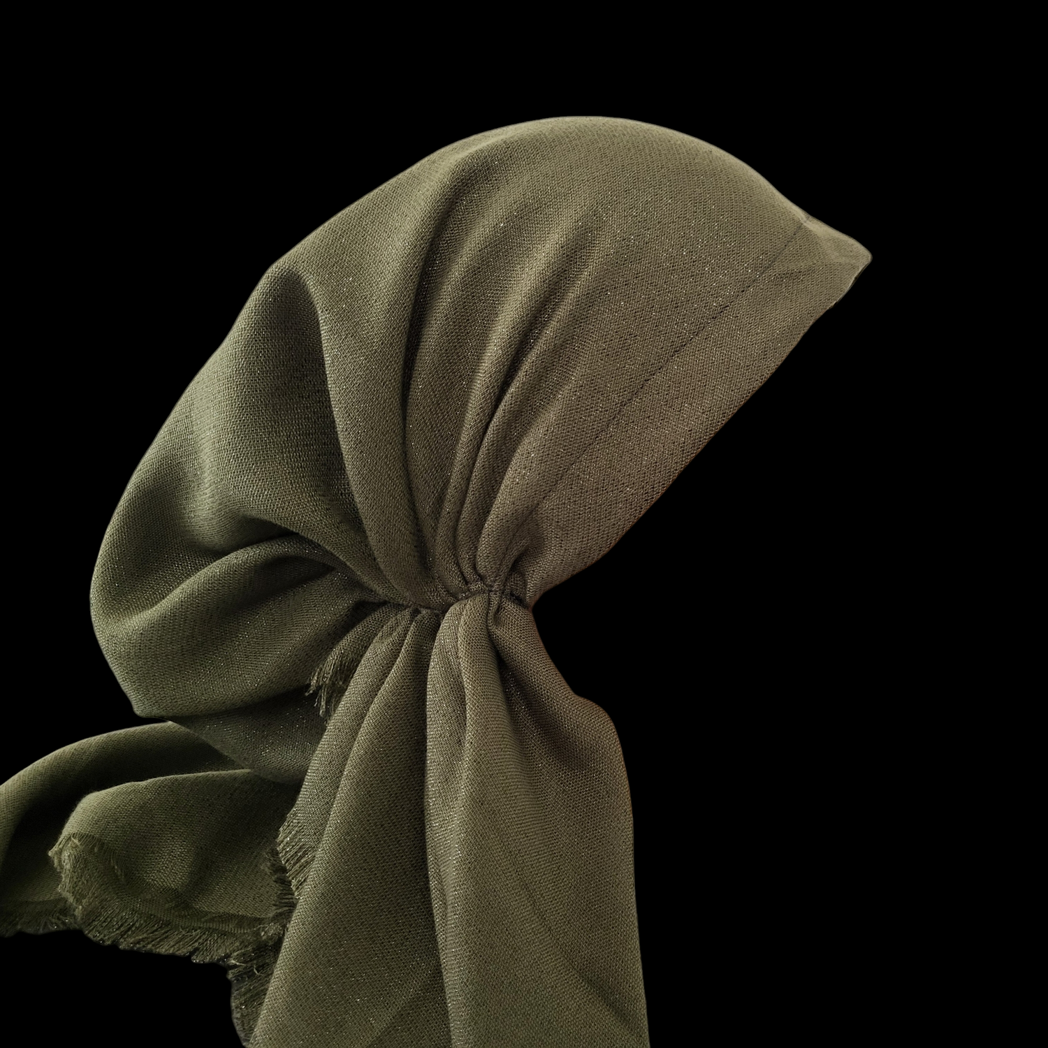 Olive w/glitter - soft fringes pretied tichel