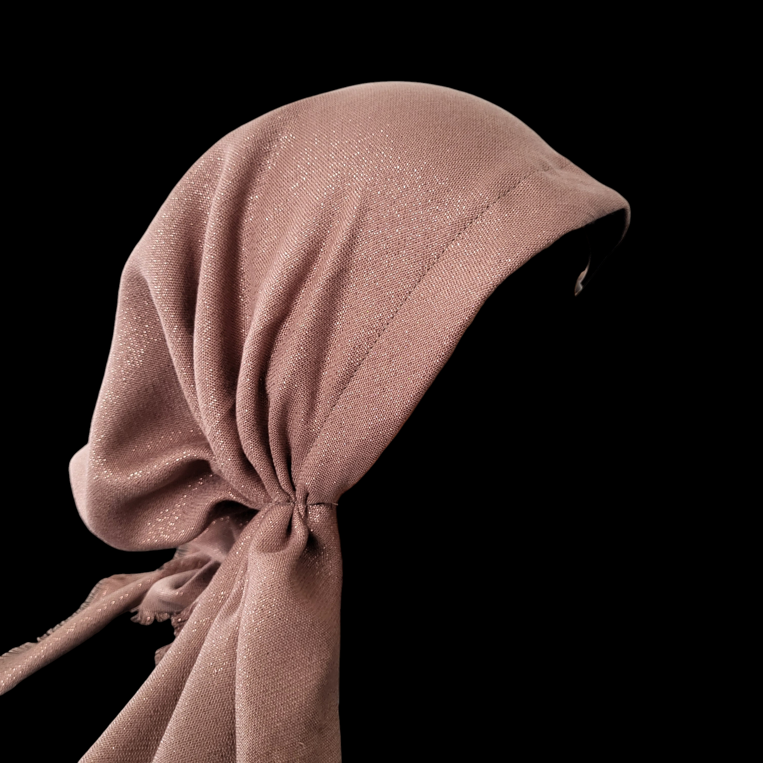 Rose gold w/glitter - soft fringes pretied tichel