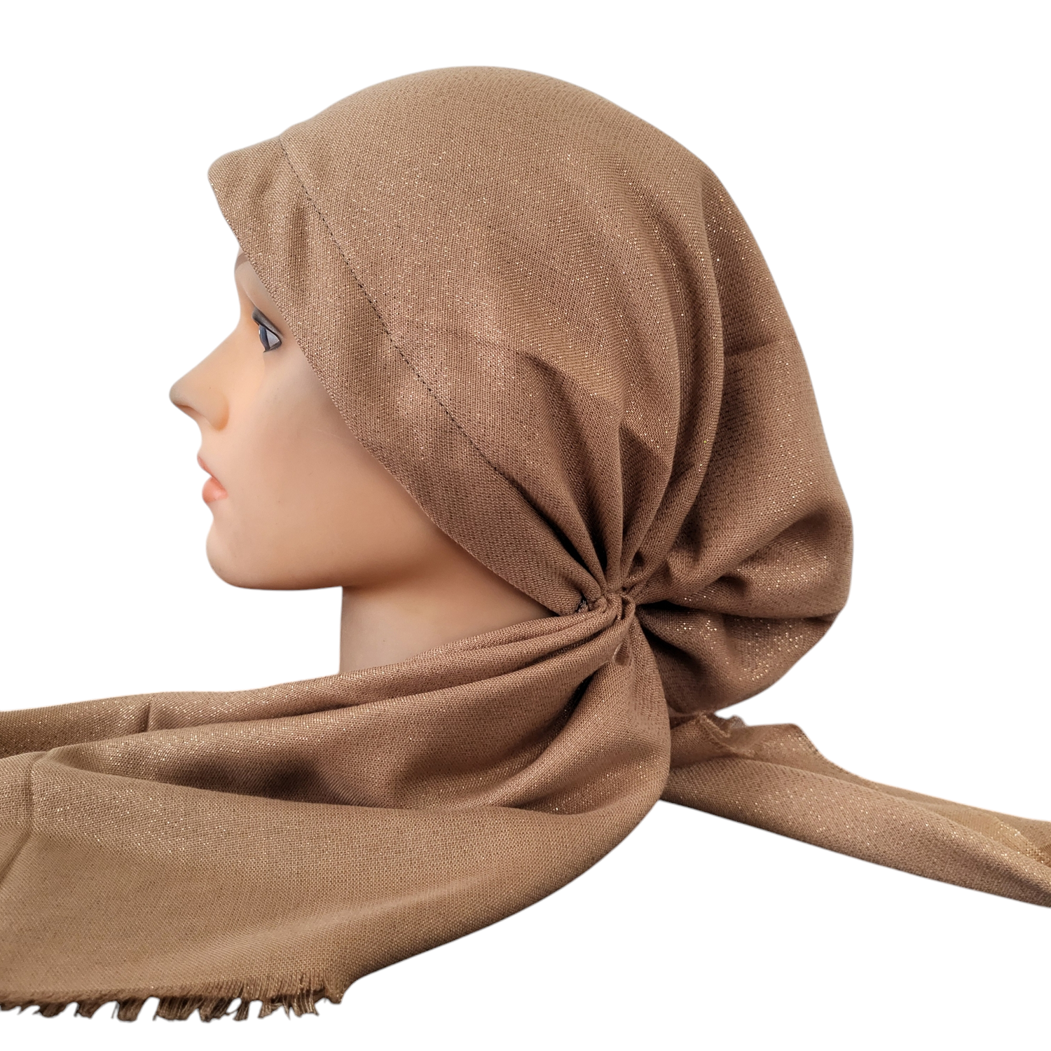 Light gold w/glitter - soft fringes pretied tichel