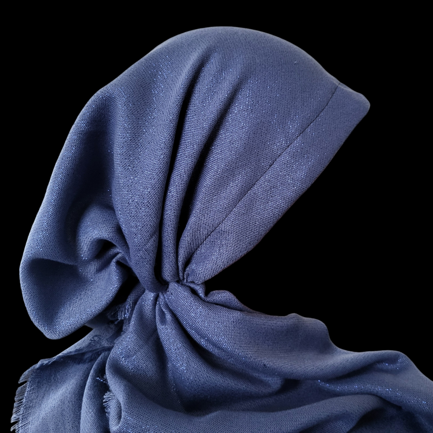 Denim w/glitter - soft fringes pretied tichel
