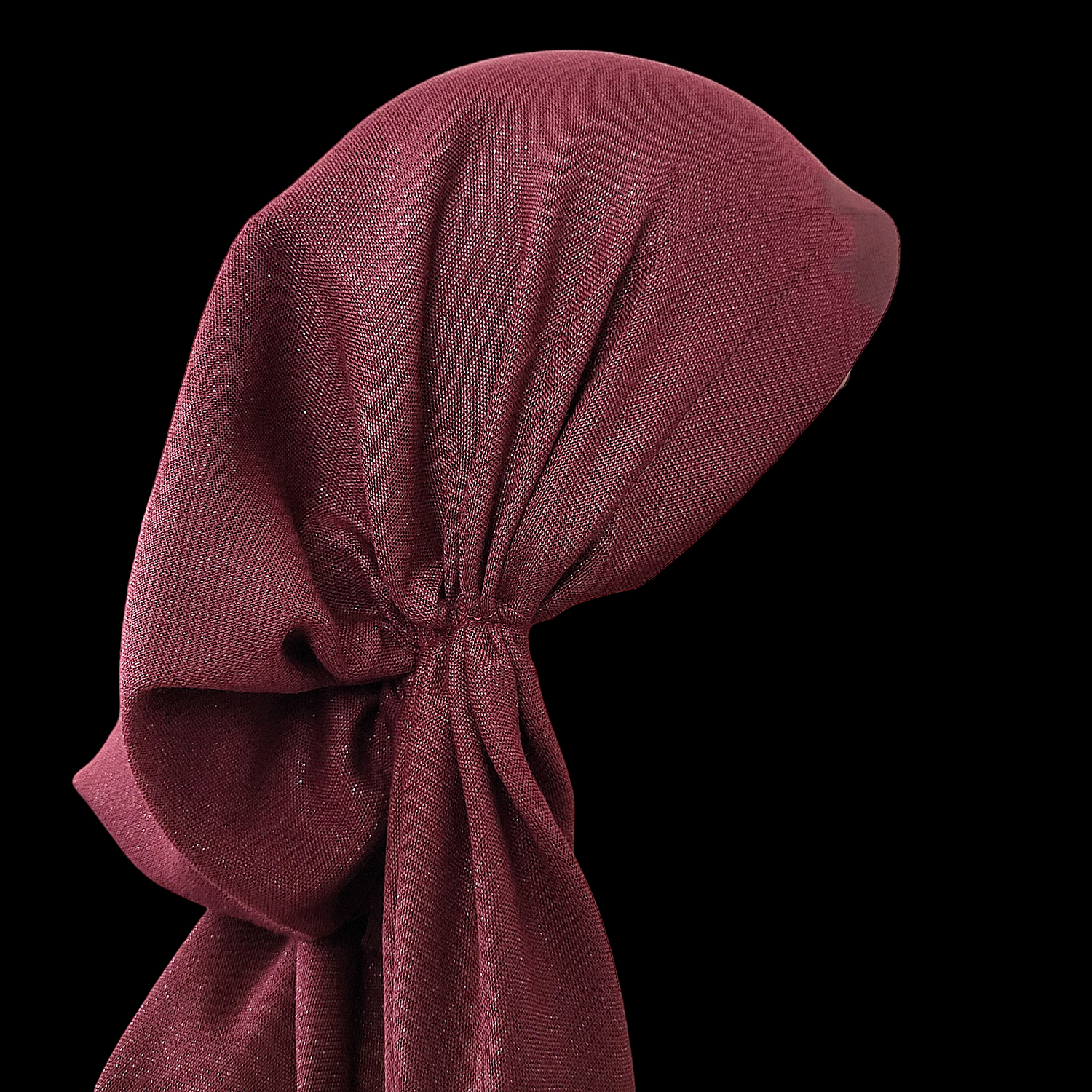 Burgundy w/glitter - soft fringes pretied tichel