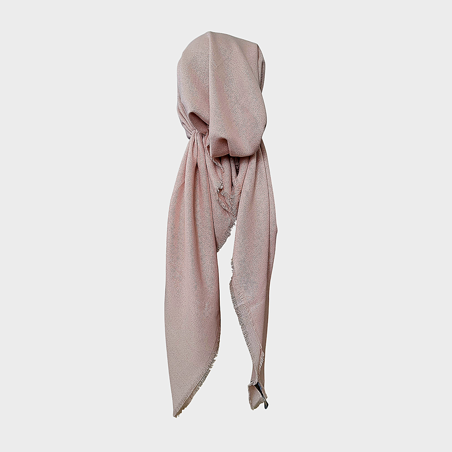 Light dusty pink w/glitter - soft fringes pretied tichel
