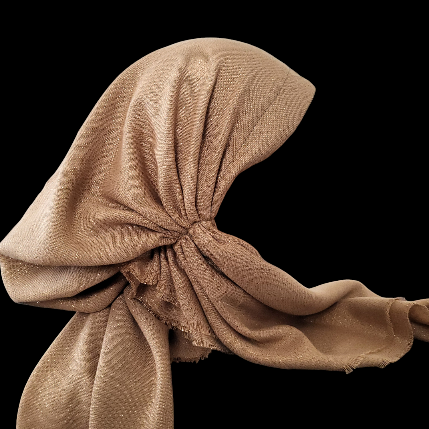 Light gold w/glitter - soft fringes pretied tichel