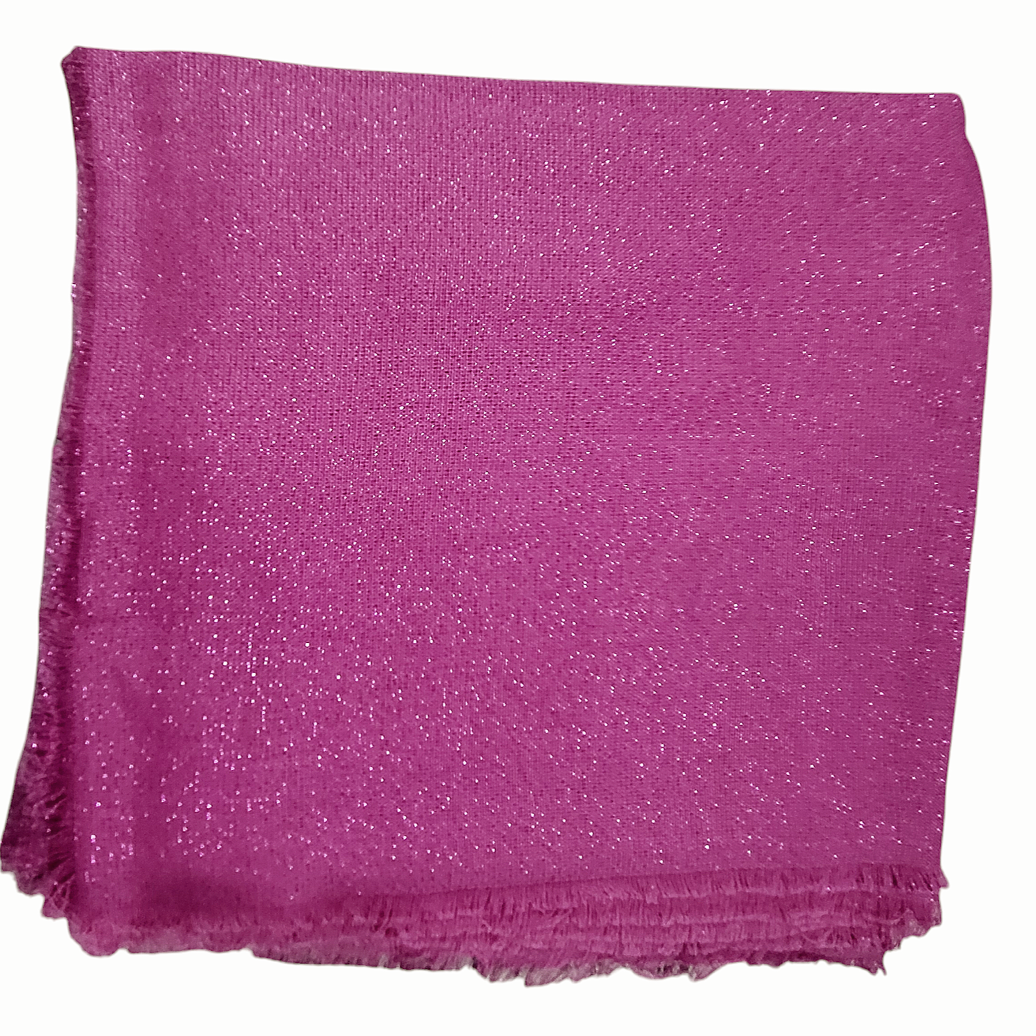 Solid slightly glittery soft fringed tichel - deep pink