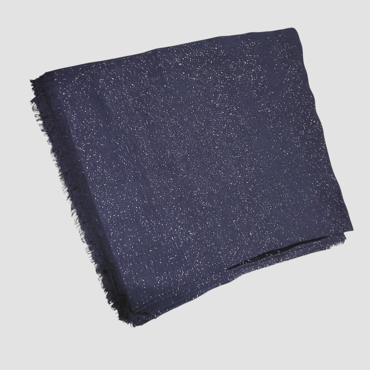 Solid slightly glittery soft fringed tichel - navy