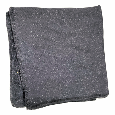 Solid slightly glittery soft fringed tichel - charcoal