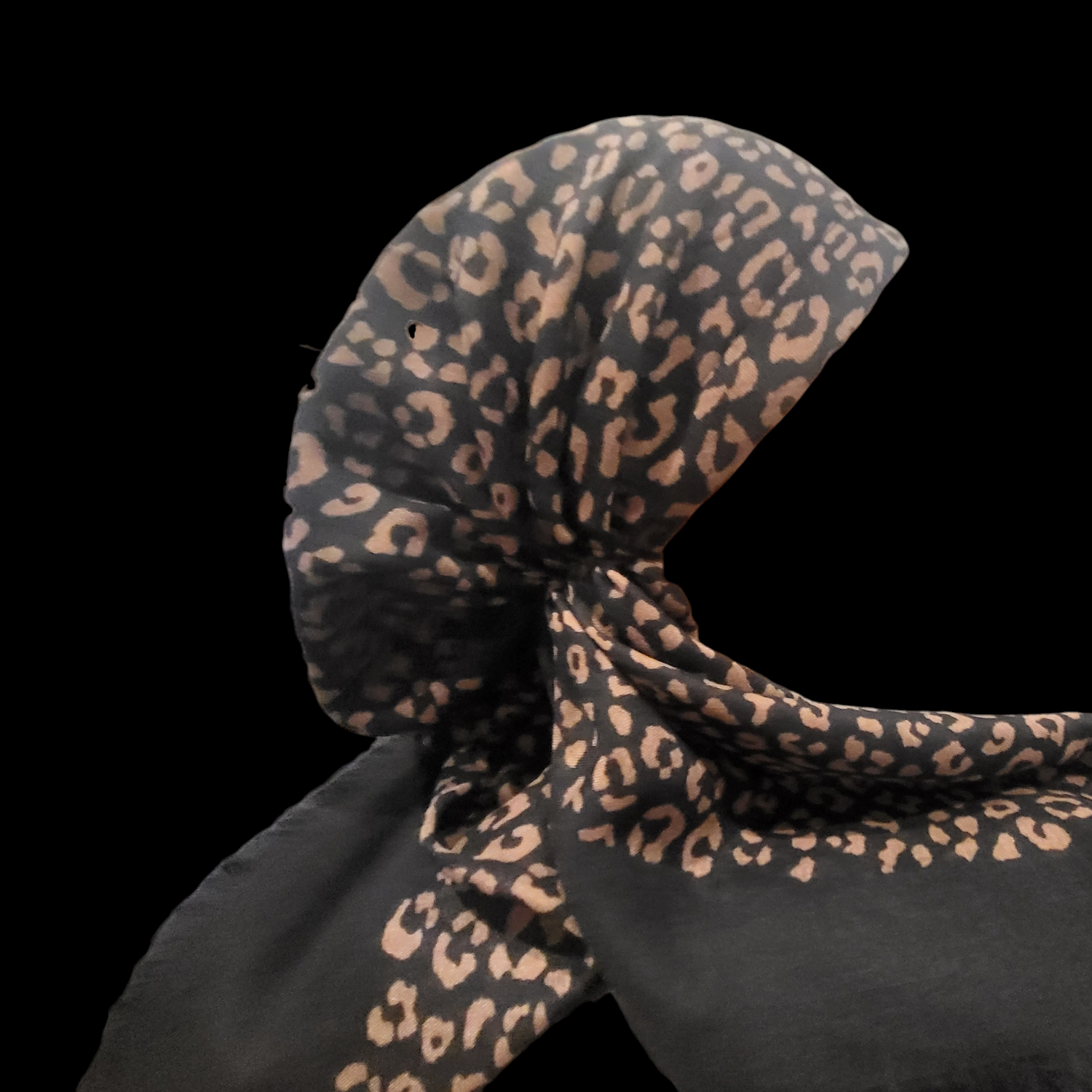 Black/brown leopard - soft fringes pretied tichel