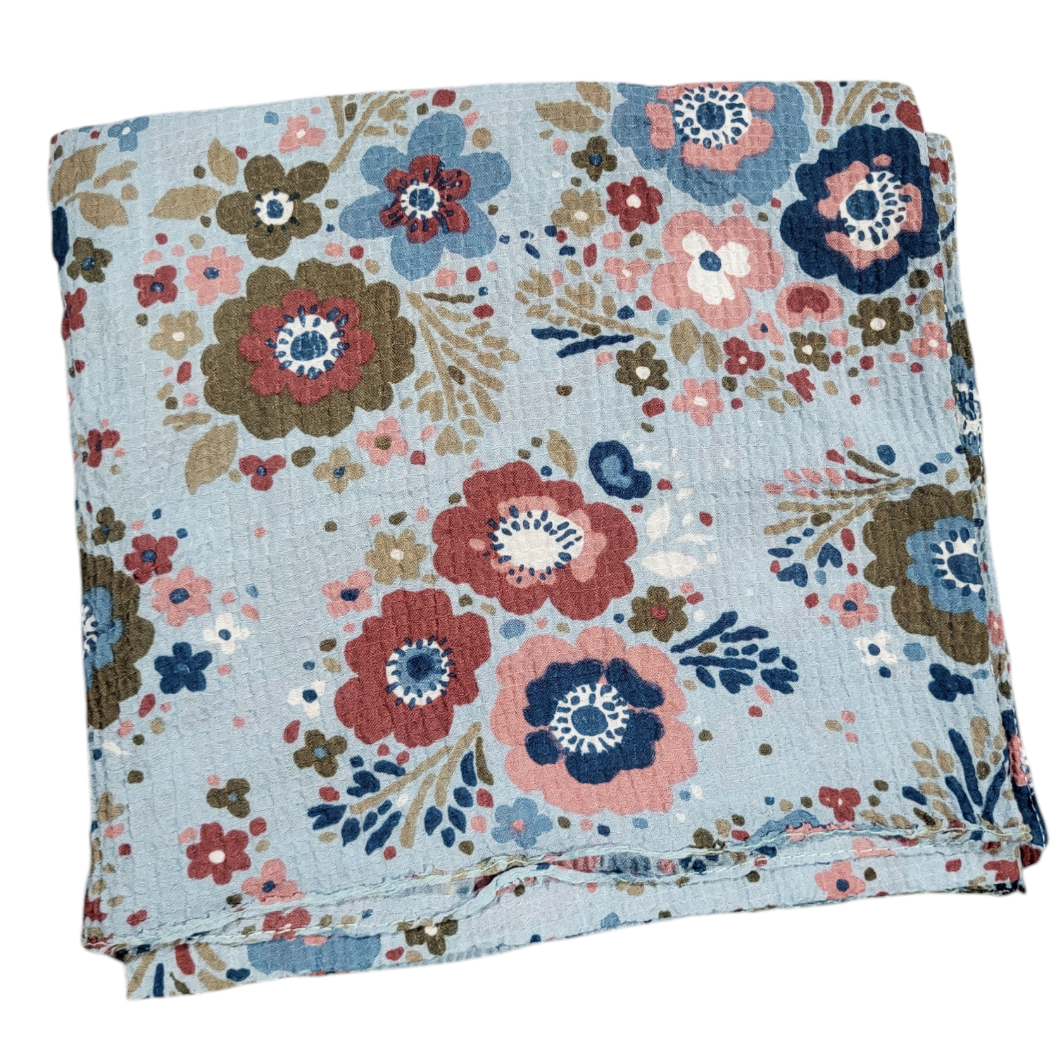 Light blue - pretty flowers  thin gauzy tichel