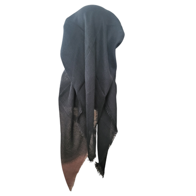 Black/slightly shaded brown- long kerchief back - soft fringes pretied tichel (BBS) w/band sewn in 