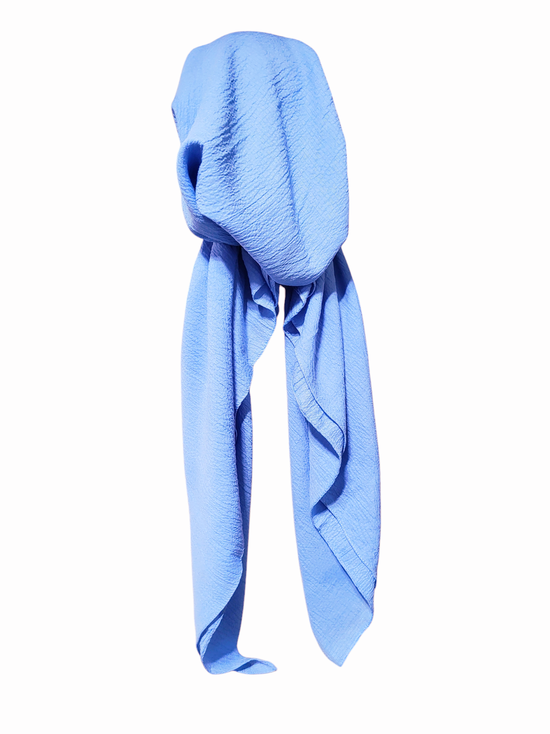 Light blue textured solid pre-tied tichel