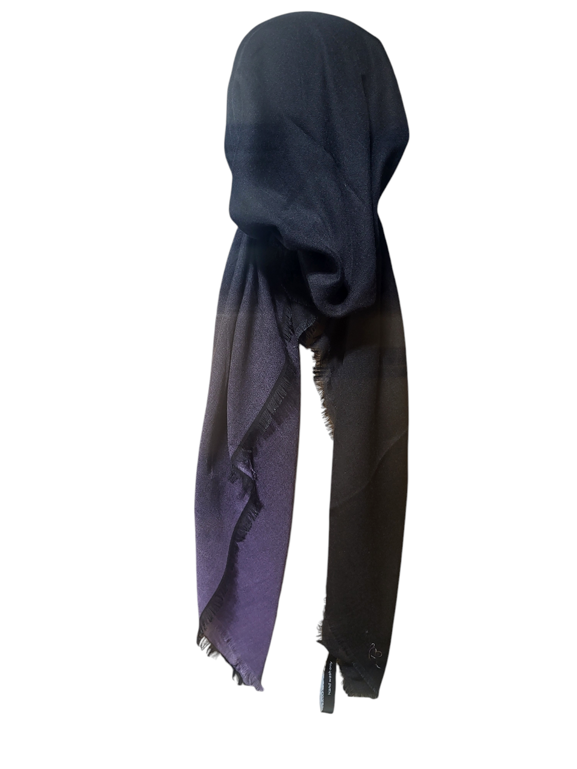 Shades of black/dusty purple -  shaded soft fringes pretied tichel