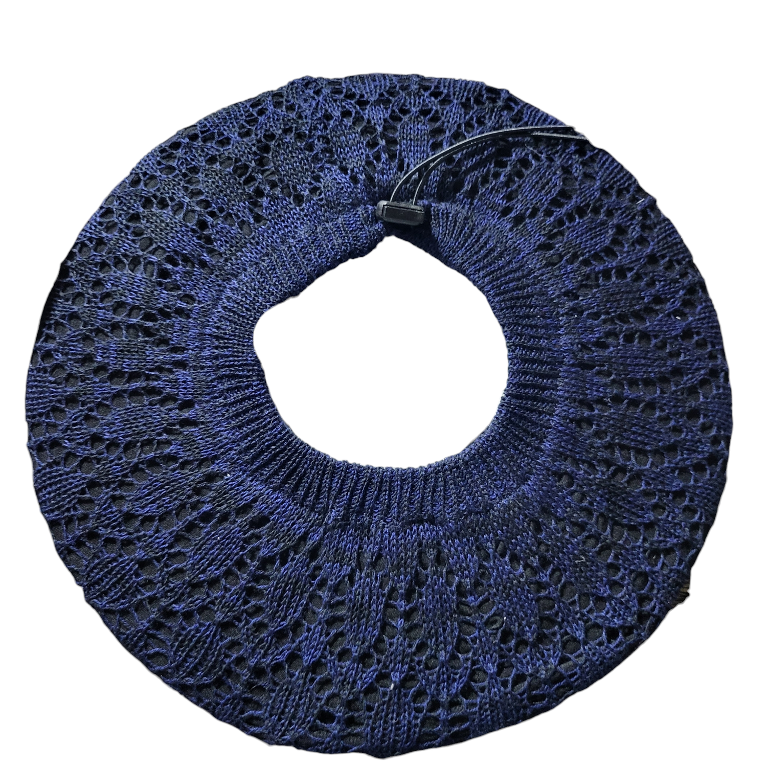 Black/navy lined beret/snood w/pull tab