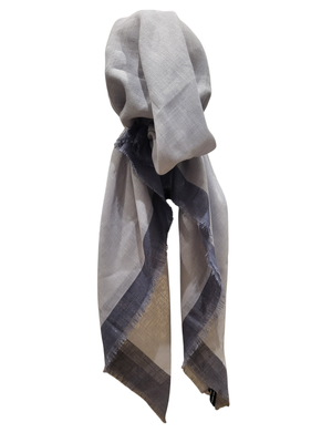 Gray border w/silver shimmer  - soft fringes pretied tichel