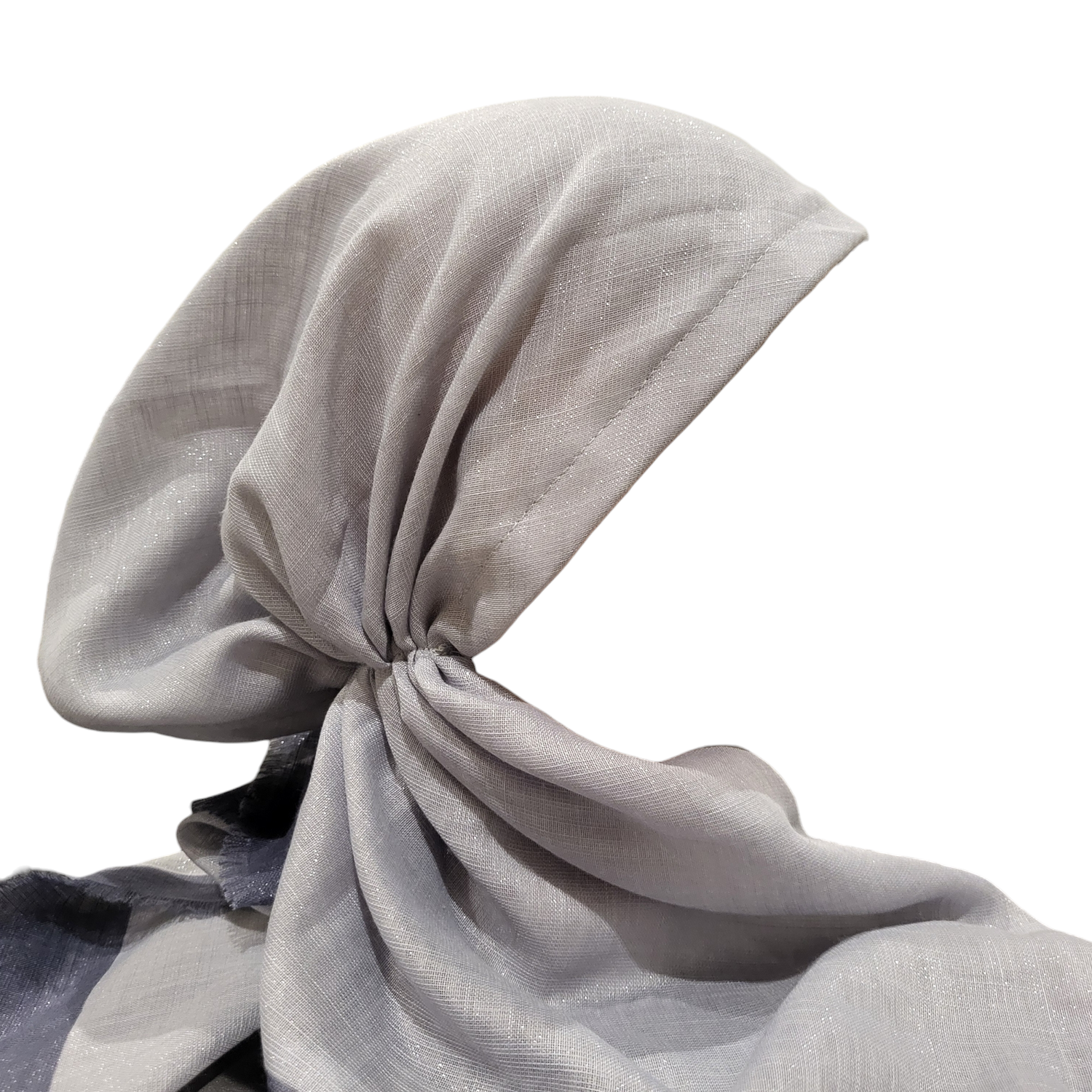 Gray border w/silver shimmer  - soft fringes pretied tichel