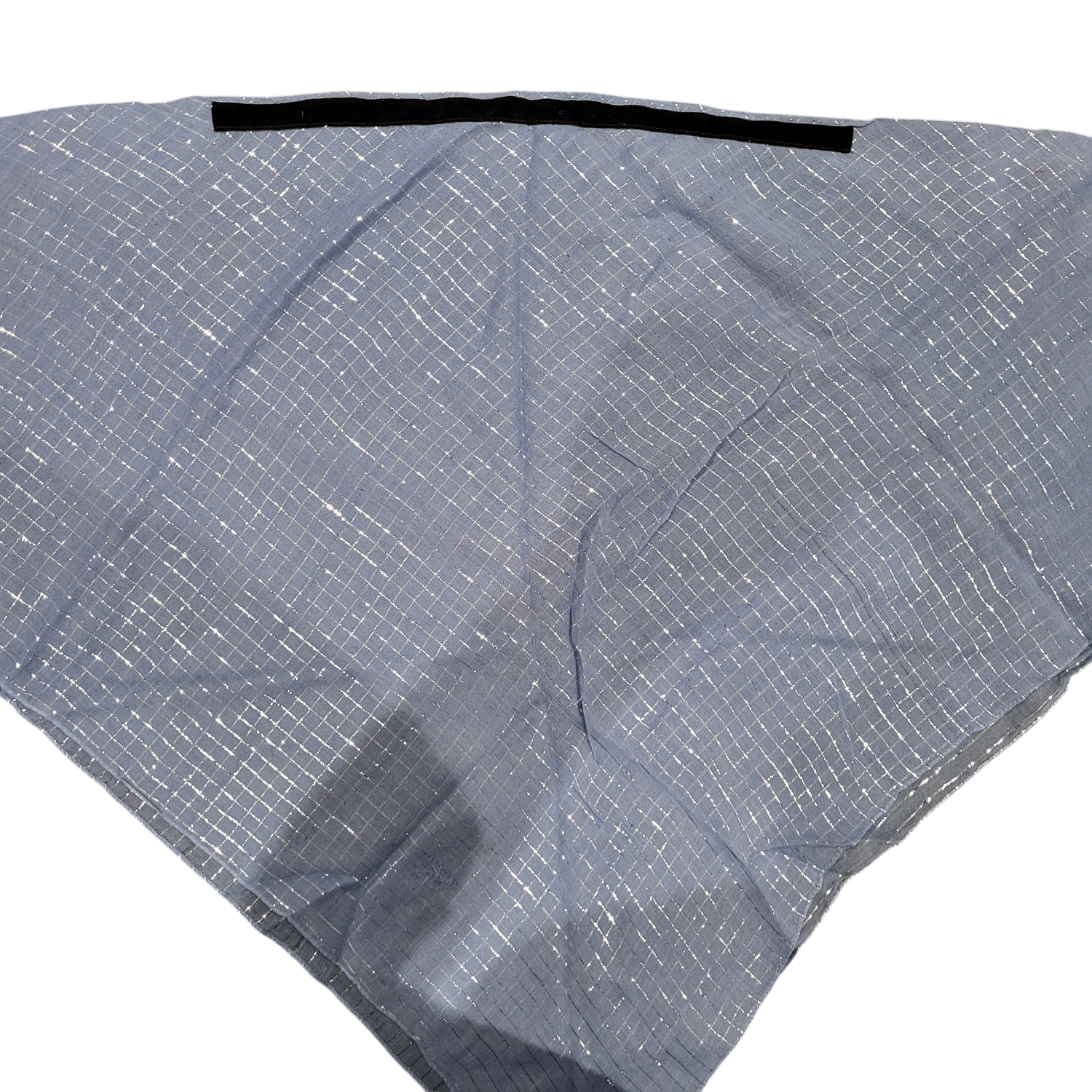 Denim triangular lurex tichel w/band sewn in