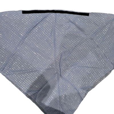 Denim triangular lurex tichel w/band sewn in
