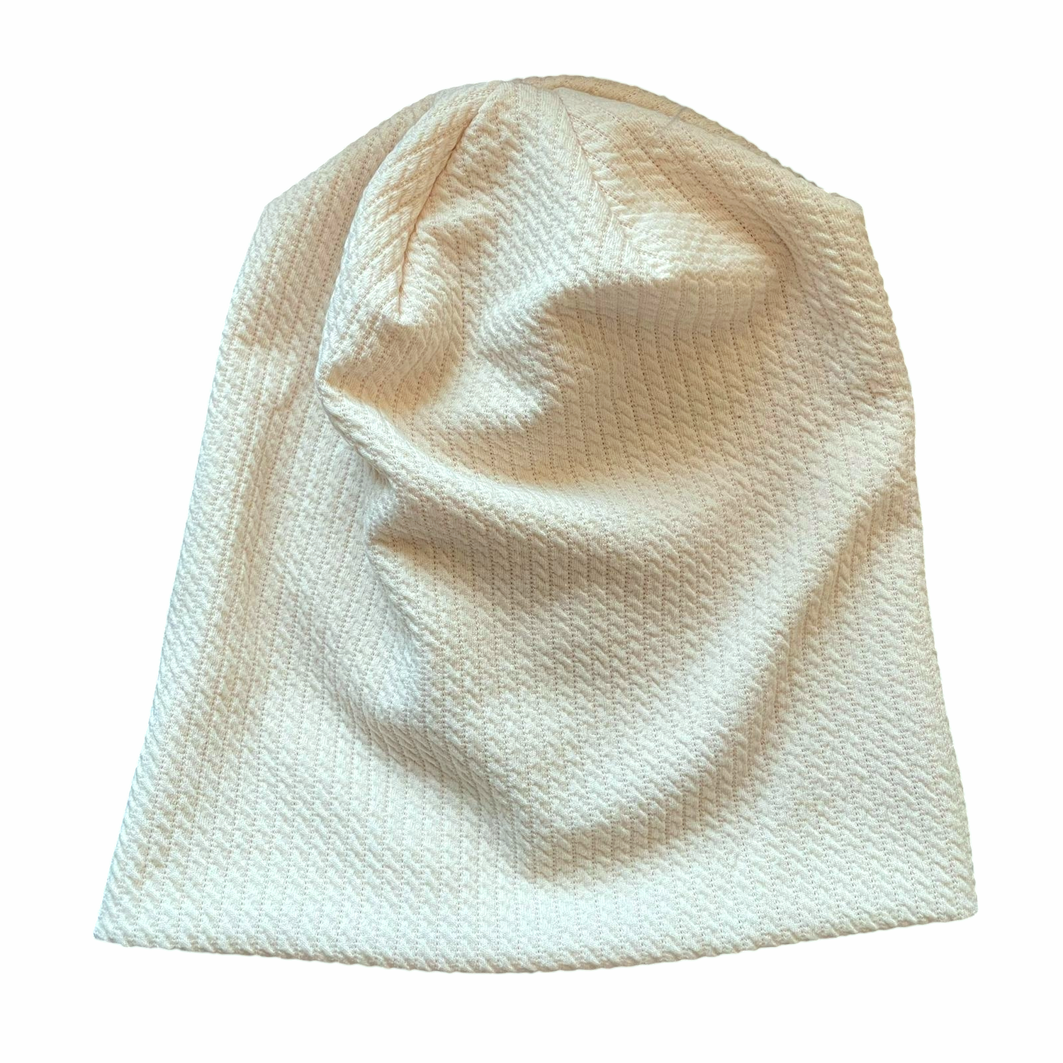 Soft white fine cable ribbed beanie